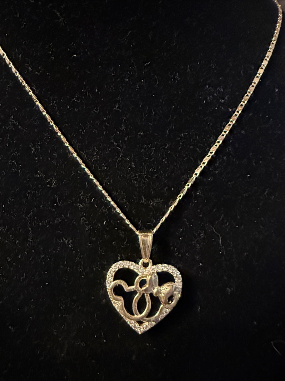 Stainless steel Heart Pendant Necklace with Ribbon Accent - Women's Jewelry